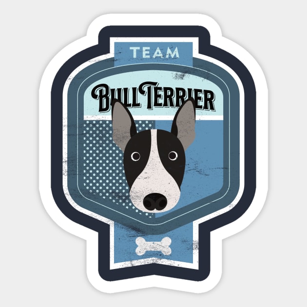 Team Bull Terrier - Distressed English Bull Terrier Beer Label Design Sticker by DoggyStyles